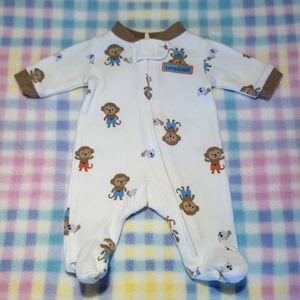 CARTER'S 🐒 Adorable Little "Mommy's Little Guy" Monkey Footie Sleeper Outfit P